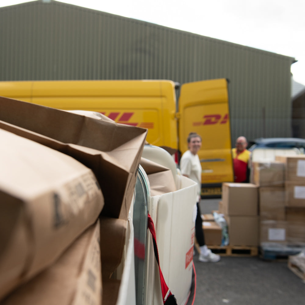 Parcel Collection by DHL Van and Man