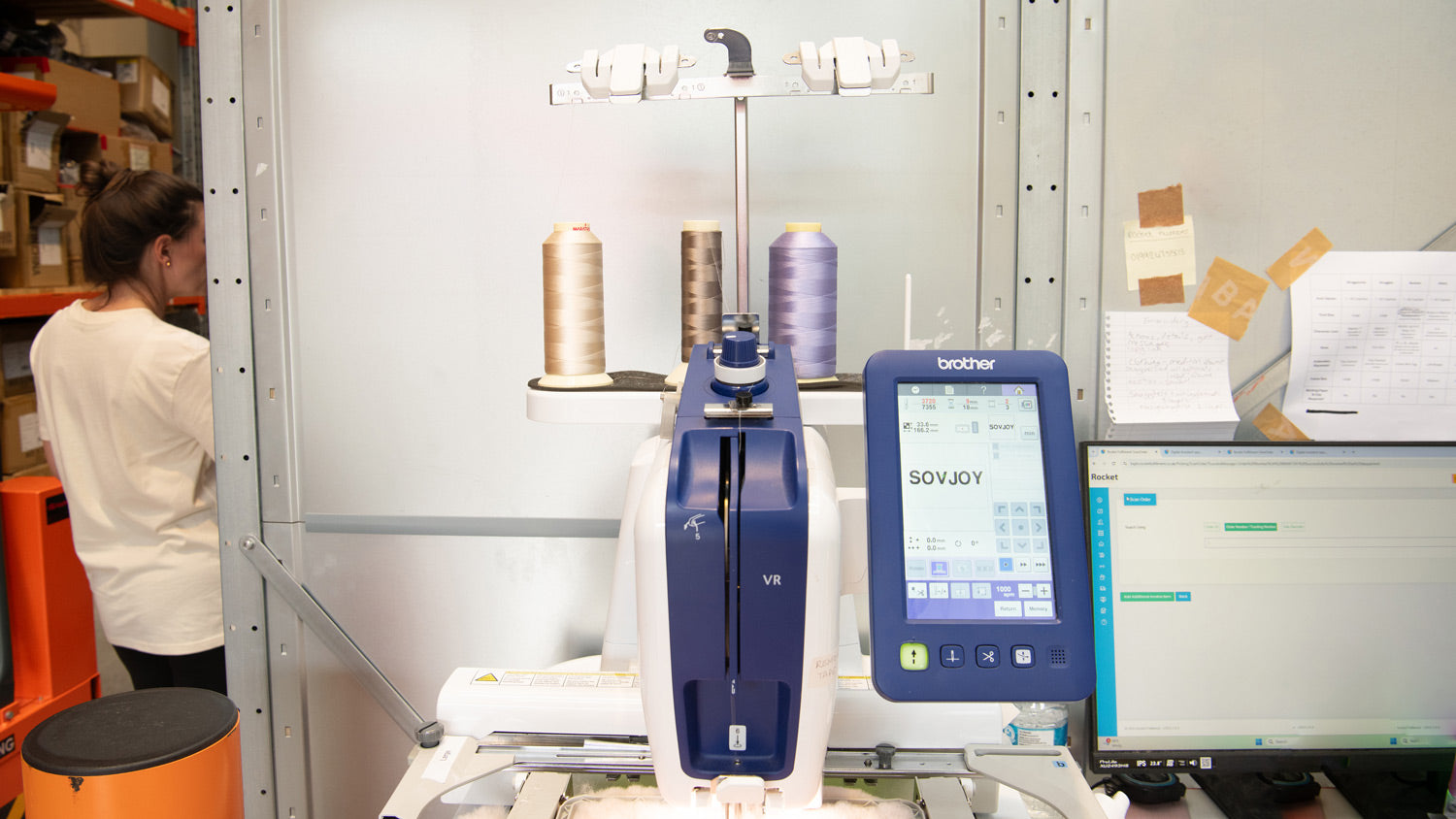 Embroidery Personalisation Service Machine at the Fulfilment Centre