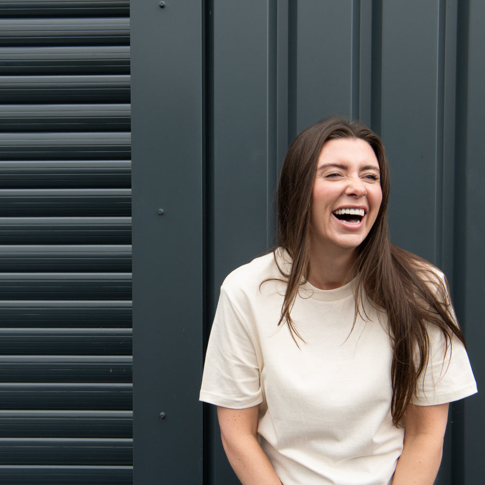 Co Founder Avril, Laughing Outside Rocket Fulfilment HQ 